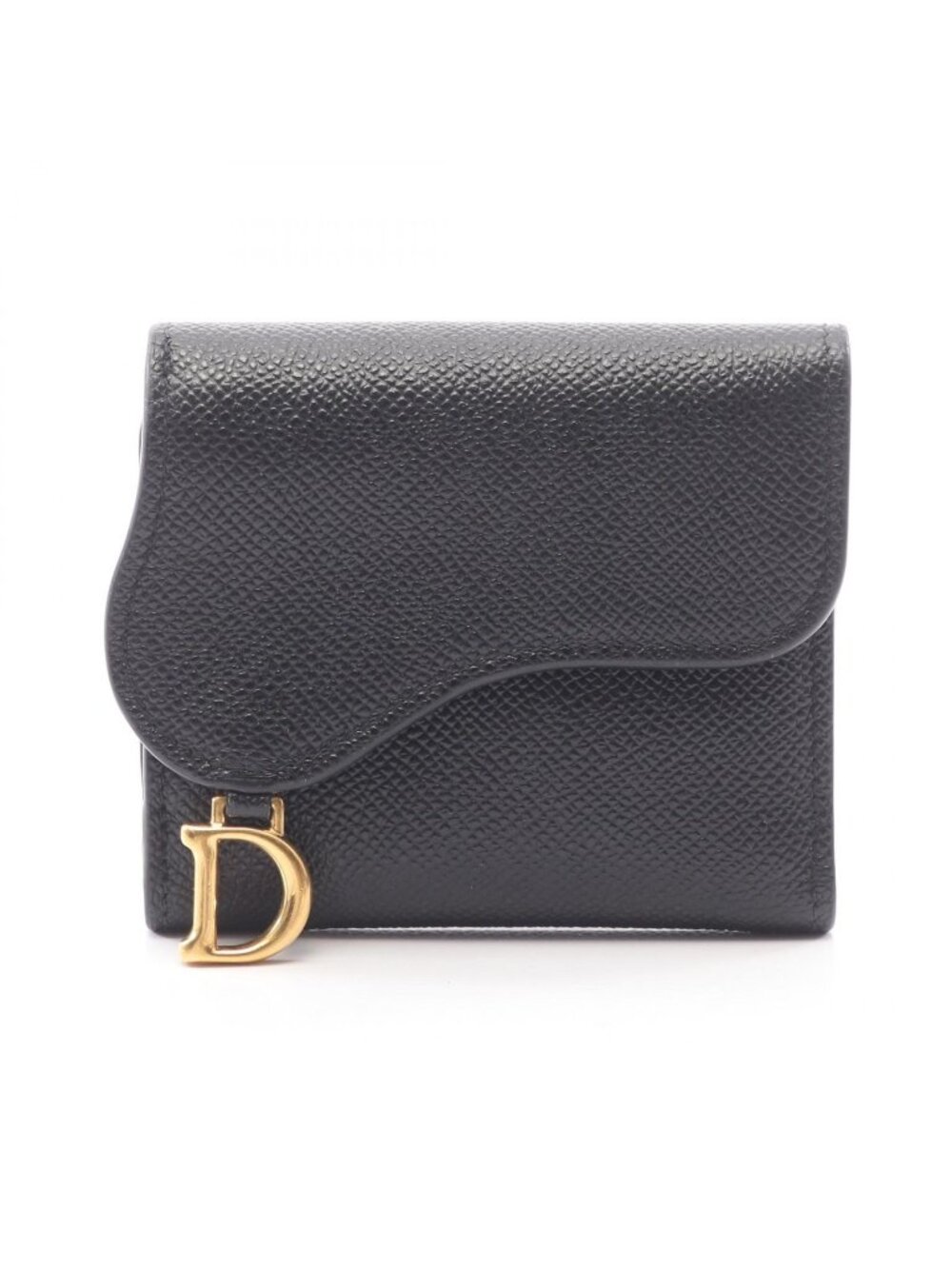 Dior Trifold Wallet Saddle Lotus Black Leather